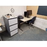 Cantilever Desk, Two Door Cupboard, Four Drawer Filing Cabinet and Office Swivel Chair Please read
