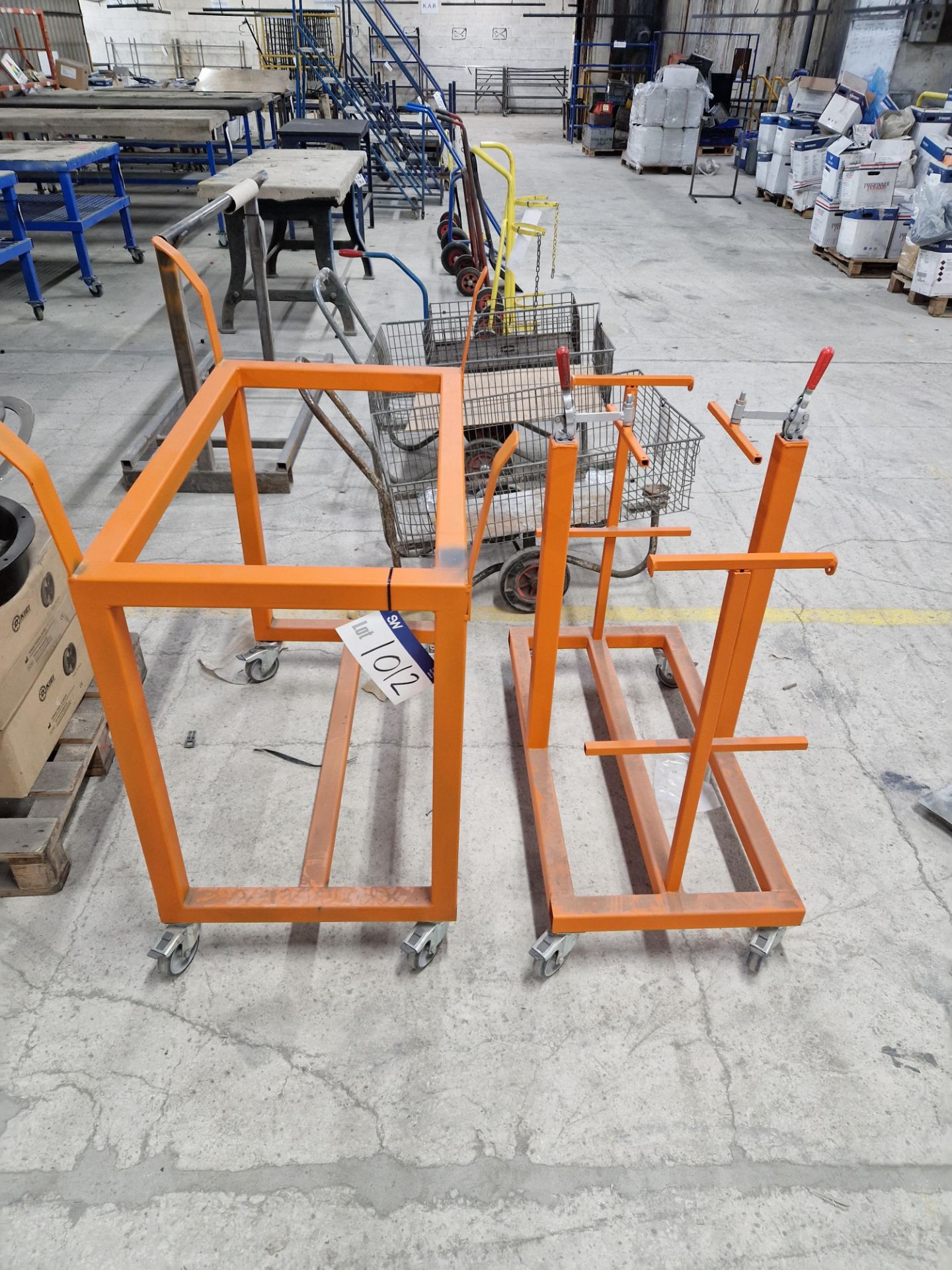 Two Steel Framed Mobile Trollies Please read the following important notes:- ***Overseas buyers -