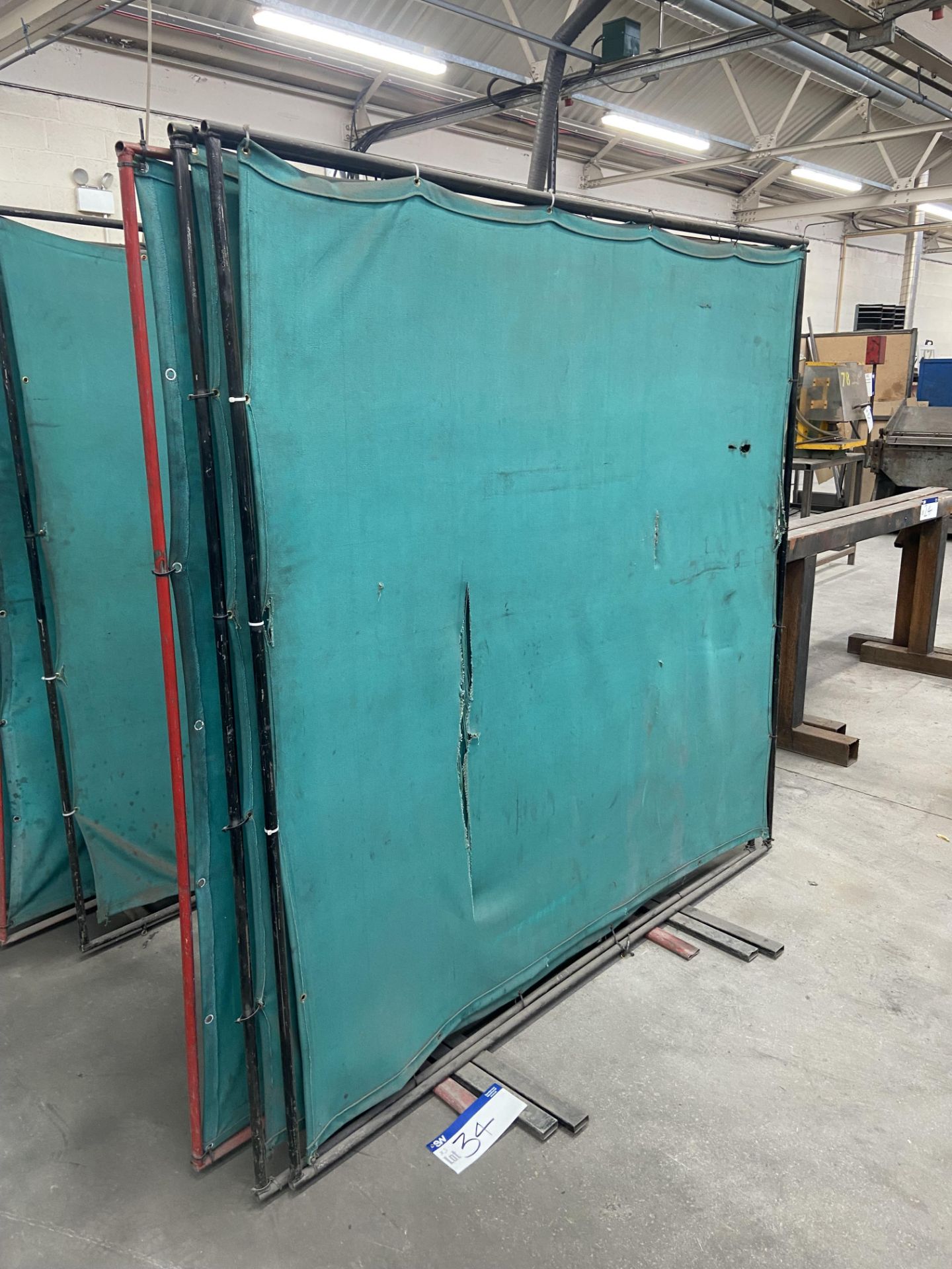 Three Steel Framed Welding Screens, mainly approx. 1.8m x 1.9m high Please read the following
