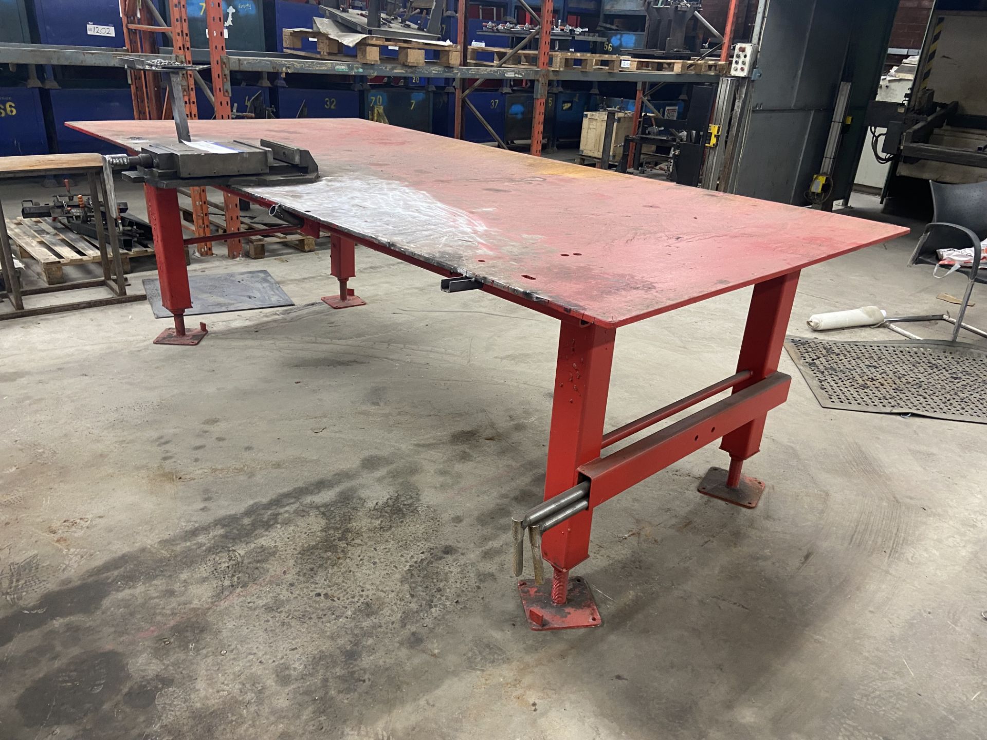 Steel Bench, approx. 3m x 1.5m, with machine vice Please read the following important notes:- ***