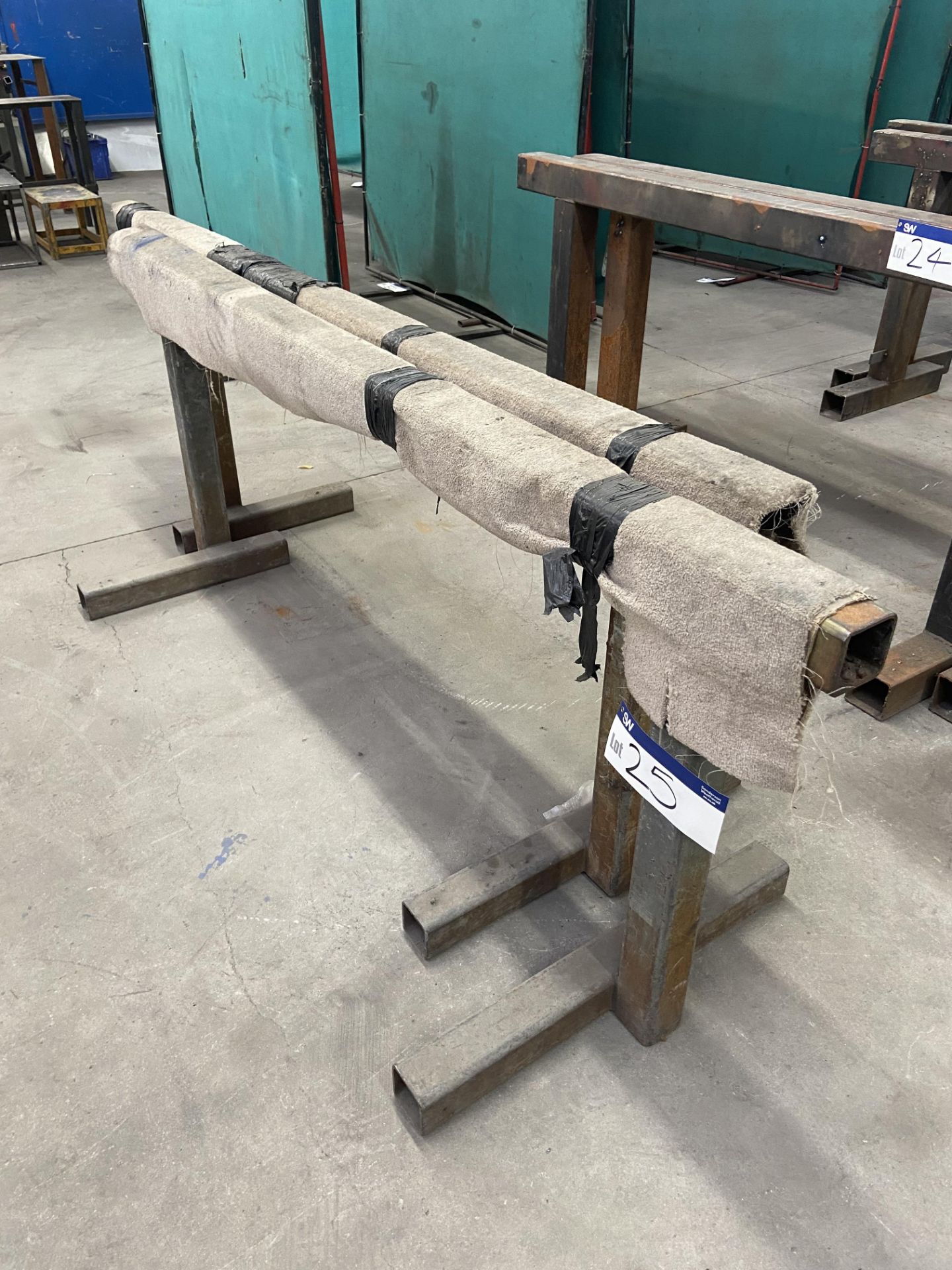 Two Fabricated Steel Trestles, each 2.2m wide x approx. 850mm high Please read the following