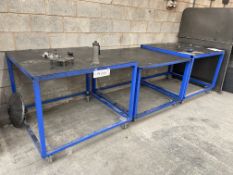 Three Assorted Mobile Benches, each approx. 1.2m x 1.2m Please read the following important