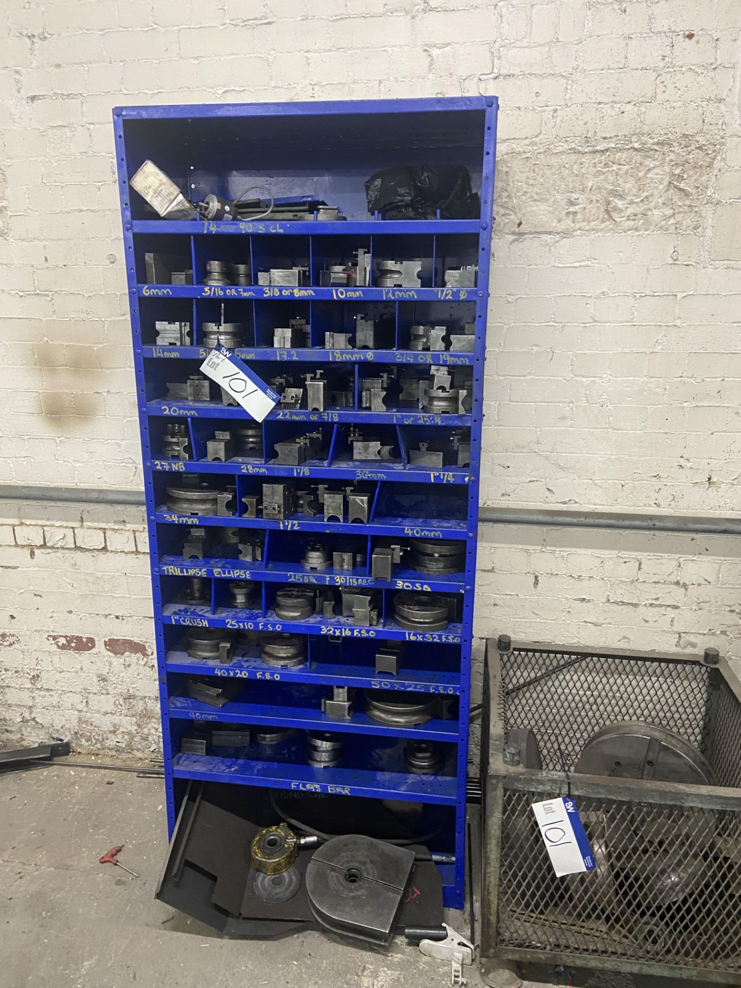 Assorted Forms & Equipment, with multi-tier single bay rack and cage pallet Please read the