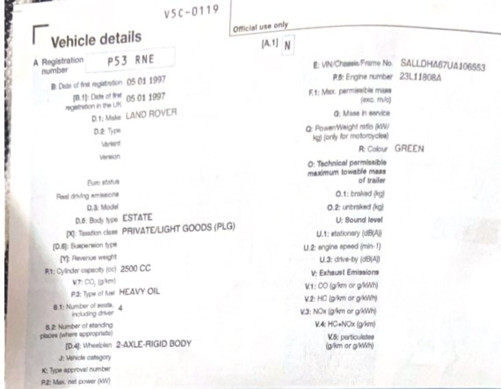 Land Rover LONG WHEEL BASED 110 DEFENDER DIESEL HARD TOP, registration number P53 RNE, date first - Image 23 of 23