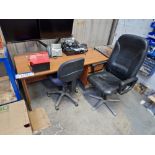Pedestal Desk and Two Office Swivel Chairs Please read the following important notes:- ***Overseas
