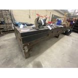 T-Slotted Cast Iron Bench, approx. 5m x 1.6m x 420mm high, with steel stand (contents excluded) (