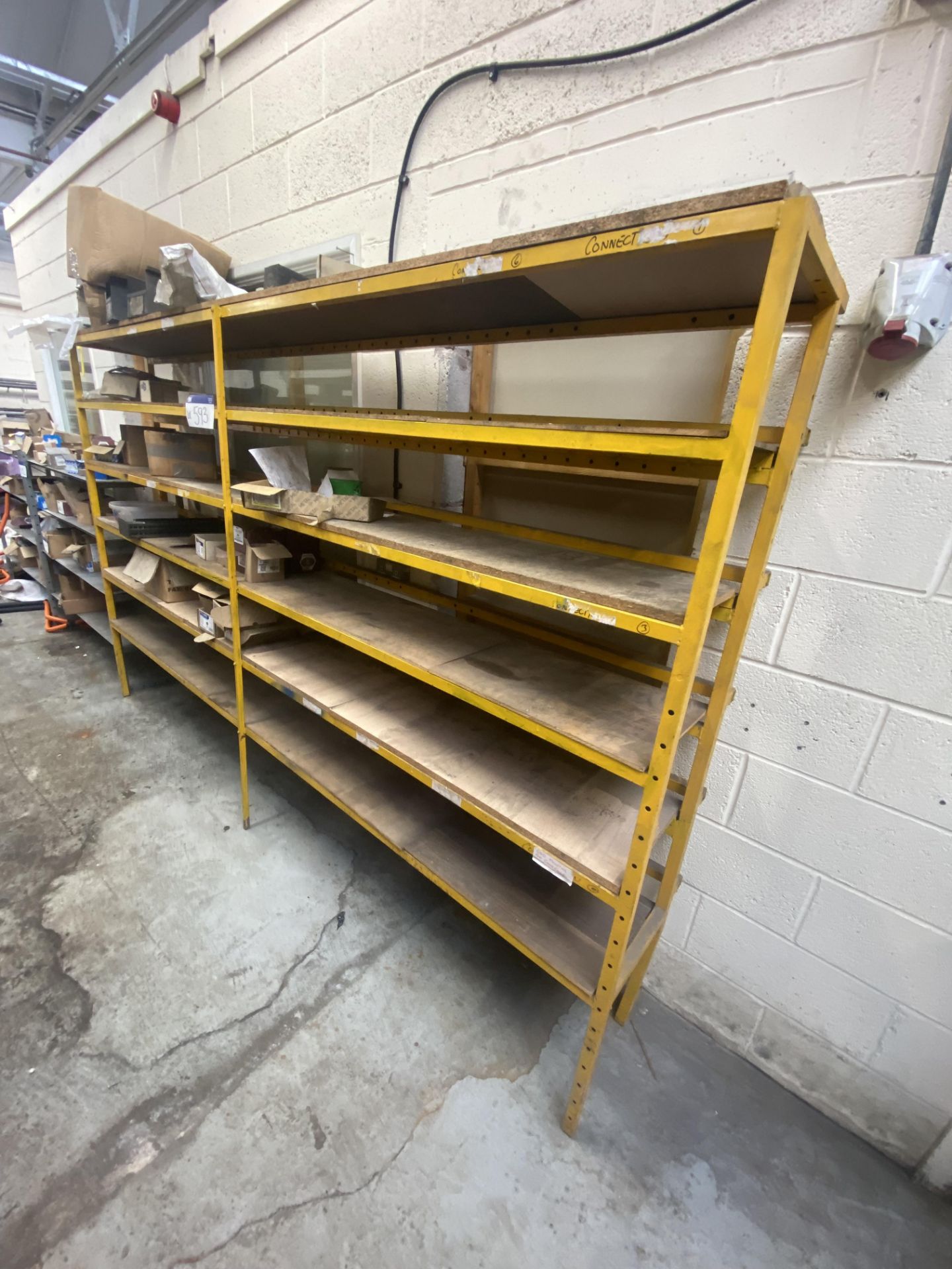 Six Tier Two Bay Steel Rack, approx. 3m wide (contents excluded – reserve removal until contents