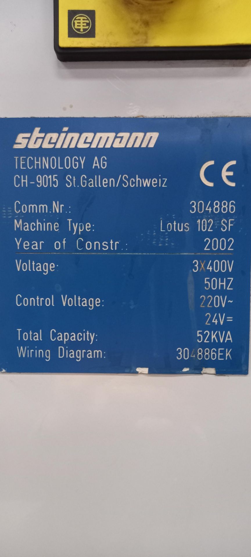 Steinemann LOTUS 102SF SHEET FED LAMINATING MACHINE, serial no. 304886, year of manufacture 2002, - Image 7 of 7