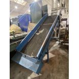 INCLINED BELT CONVEYOR, approx. 850mm wide on belt x 3.3m long, with two steel supports Please