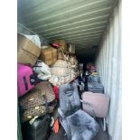 Loose contents of Cargo Container, Lot 4, including washing machine, fridge, microwave, unused air