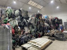 Unsorted & Unwrapped Baled Waste Textiles, understood to comprise approx. 50 bales Please read the