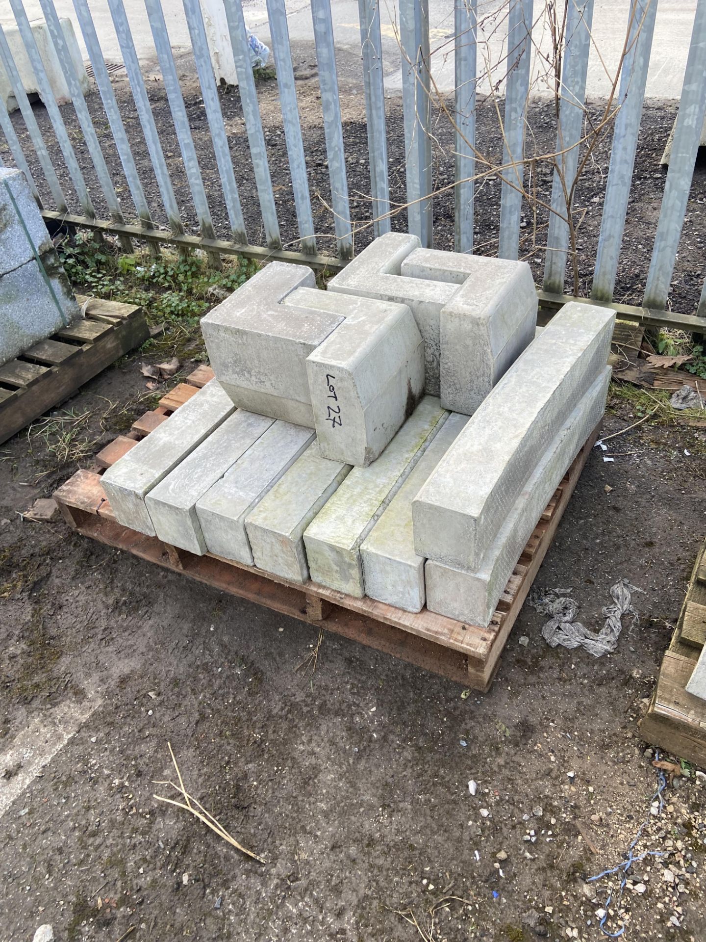 Assorted Pre Cast Concrete Curb Components, on one pallet Please read the following important - Image 2 of 2