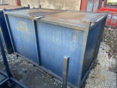 Steel Enclosed Box Pallet, approx. 2.15m x 1.22m x 1.4m high, with fork lifting channels Please read