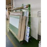 Mobile A-Frame Double Sided Stock Trolley, approx. 2.45m long, with assorted acrylic boards and