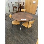 Steel Framed Circular Canteen Table, with three steel framed chairs Please read the following