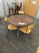 Steel Framed Circular Canteen Table, with three steel framed chairs Please read the following
