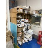 Multi-Compartment Stock Rack, with approx. 33 part rolls of paper, storage rack approx. 1.45m x 1.2m