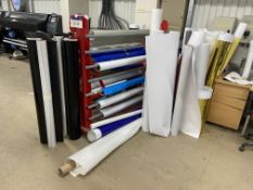 Bullrack Double Sided Roll Rack, approx. 1.8m wide, with approx. 35 part rolls of laminated paper