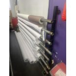 Seven Tier Roll Rack, approx. 3.7m long, with part rolls of fabric Please read the following