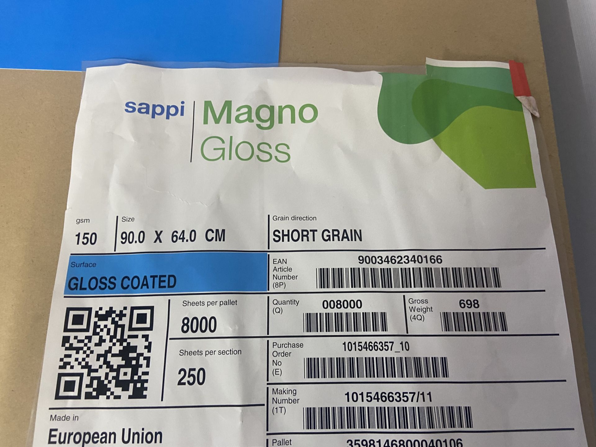 Part Pallet of Sappi Magno Gloss Coated Paper, 90cm x 64cm Please read the following important - Image 2 of 2