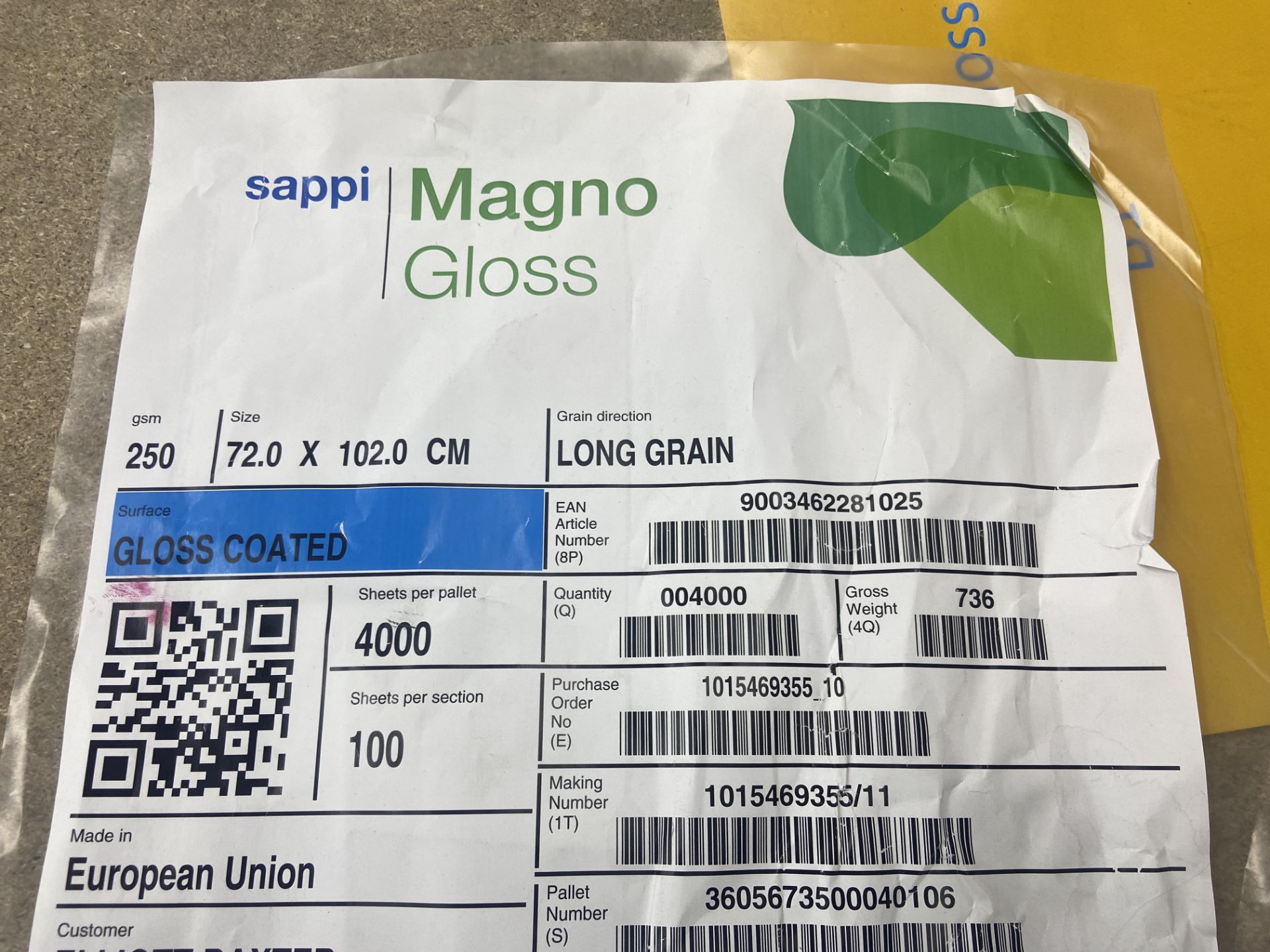 Part Pallet of Sappi Magno Gloss Coated Paper, 102cm x 72cm Please read the following important - Image 2 of 2