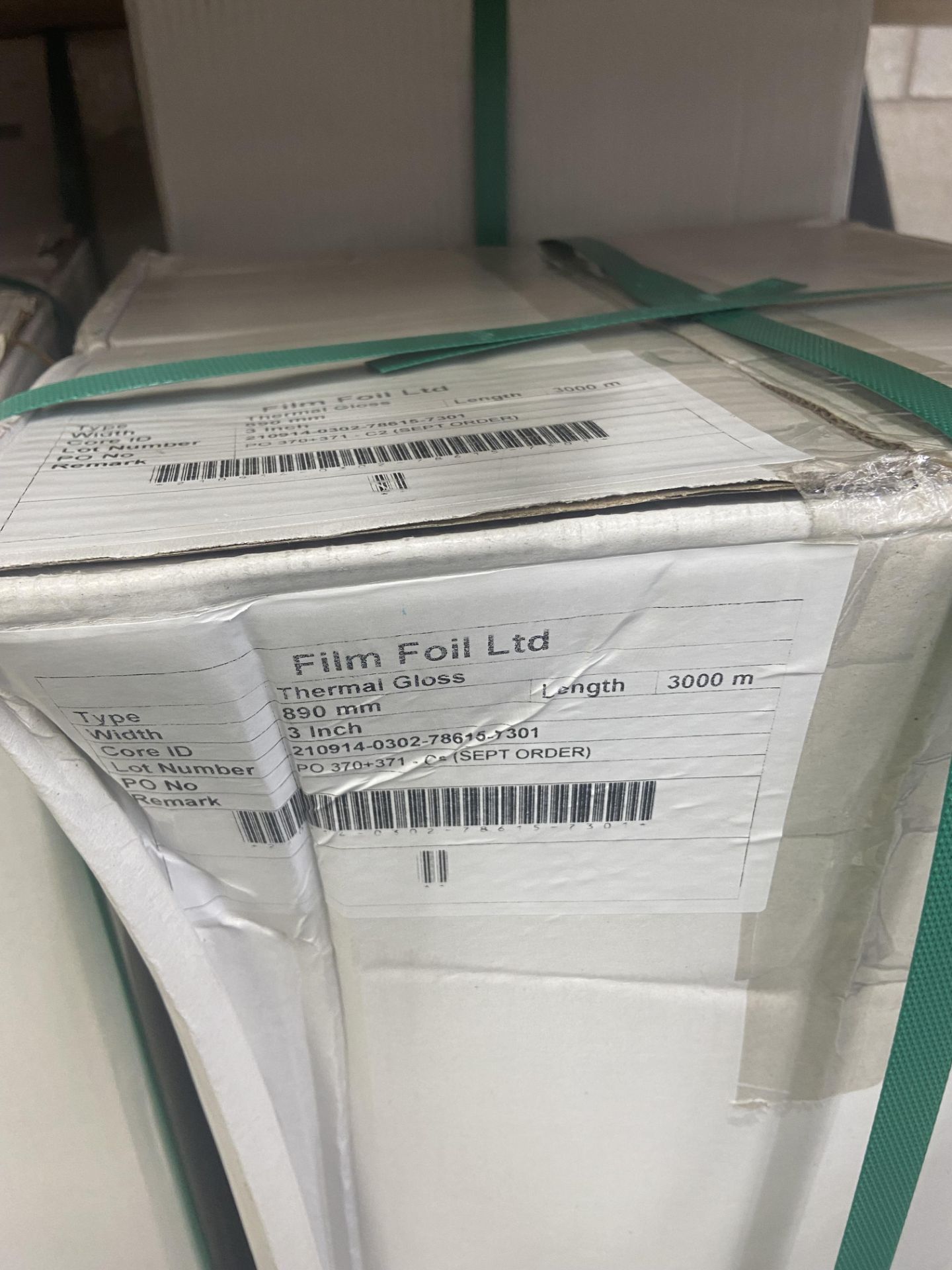 Six Boxes of Film Foil Limited Thermal Gloss Rolls, two x 3000m x 890mm and four x 3000m x 1010mm - Image 2 of 3