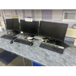 Three Flat Screen Monitors, with three keyboards and three mice Please read the following