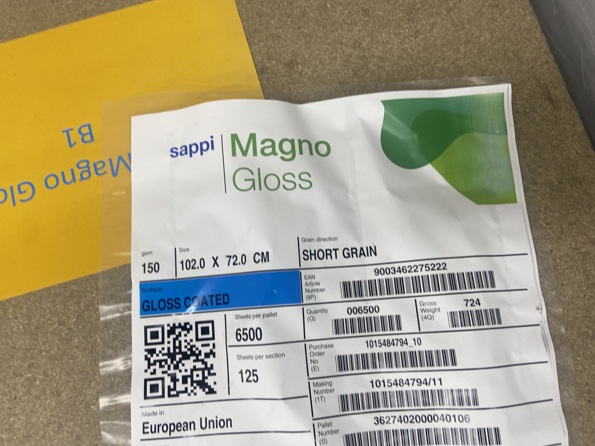 Part Pallet of Sappi Magno Gloss Coated Paper, 102cm x 72cm Please read the following important - Image 2 of 2