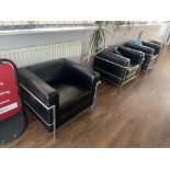 Three Leather Effect Upholstered Armchairs Please read the following important notes:- ***Overseas