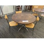 Steel Framed Circular Canteen Table, with three steel framed chairs Please read the following