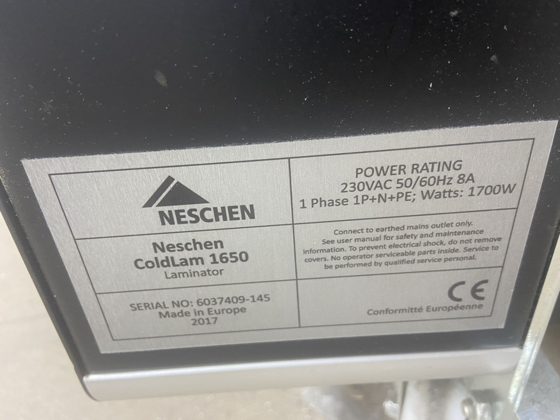 Neschen Coldlam 1650 Laminator, serial no. 6037409-145, year of manufacture 2017, 230V (please - Image 5 of 5