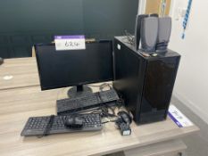 Cooler Master Personal Computer (hard disk formatted), with flat screen monitor, three keyboards and