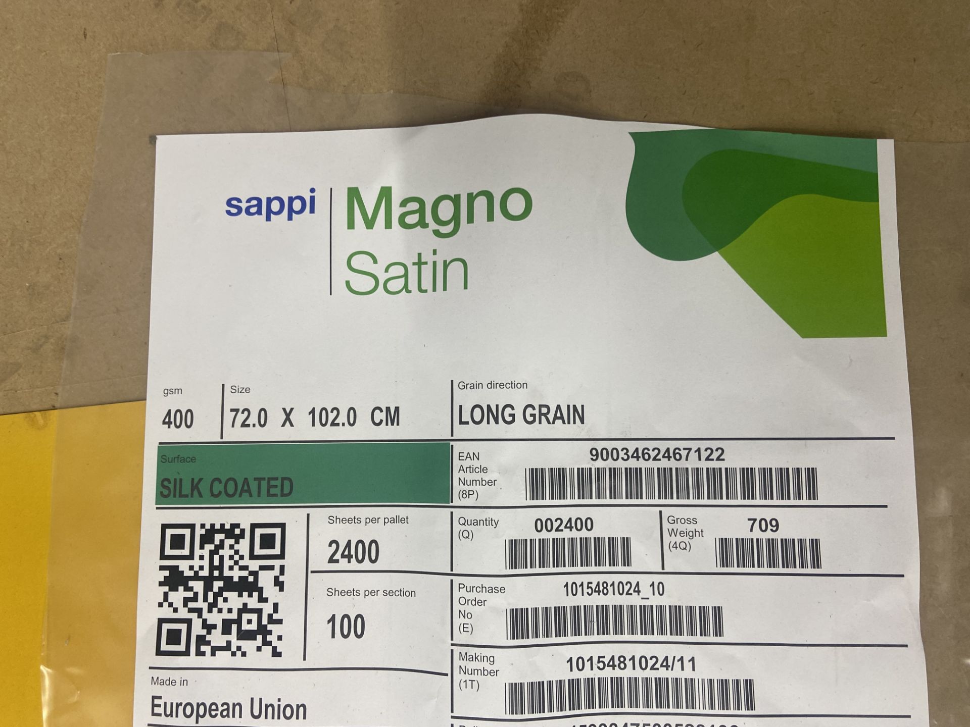 Part Pallet of Sappi Magno Satin Coated Paper, 102cm x 72cm Please read the following important - Image 2 of 2