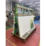 Mobile A-Frame Double Sided Stock Trolley, approx. 2.45m long, with assorted acrylic boards and