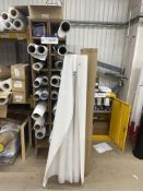 Approx. 40 Part Rolls of Laminated Paper, as set out on roll rack, multi-compartment rack and