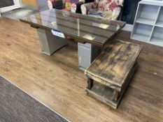 Glazed Top Apple iMac Base Table, approx. 1.4m x 700mm, with two tier timber table Please read the