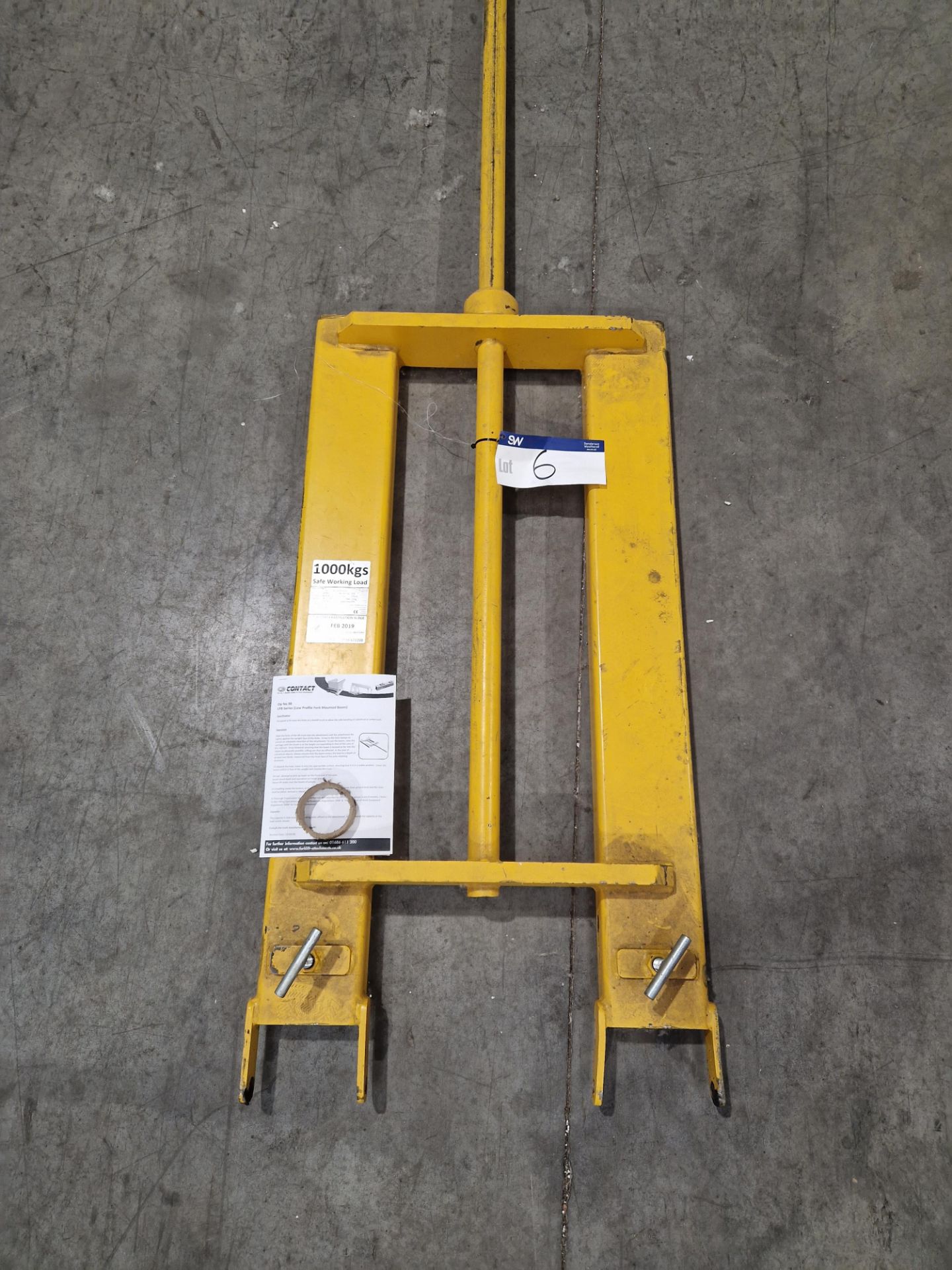 CONTACT LBP-50-3750 Fork Lift Boom Attachment, SWL 1000KG, YoM 2018 Please read the following - Image 2 of 2