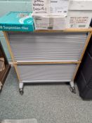 Mobile Two Tier Cabinet and Double Door Cupboard (Missing One Door) Please read the following