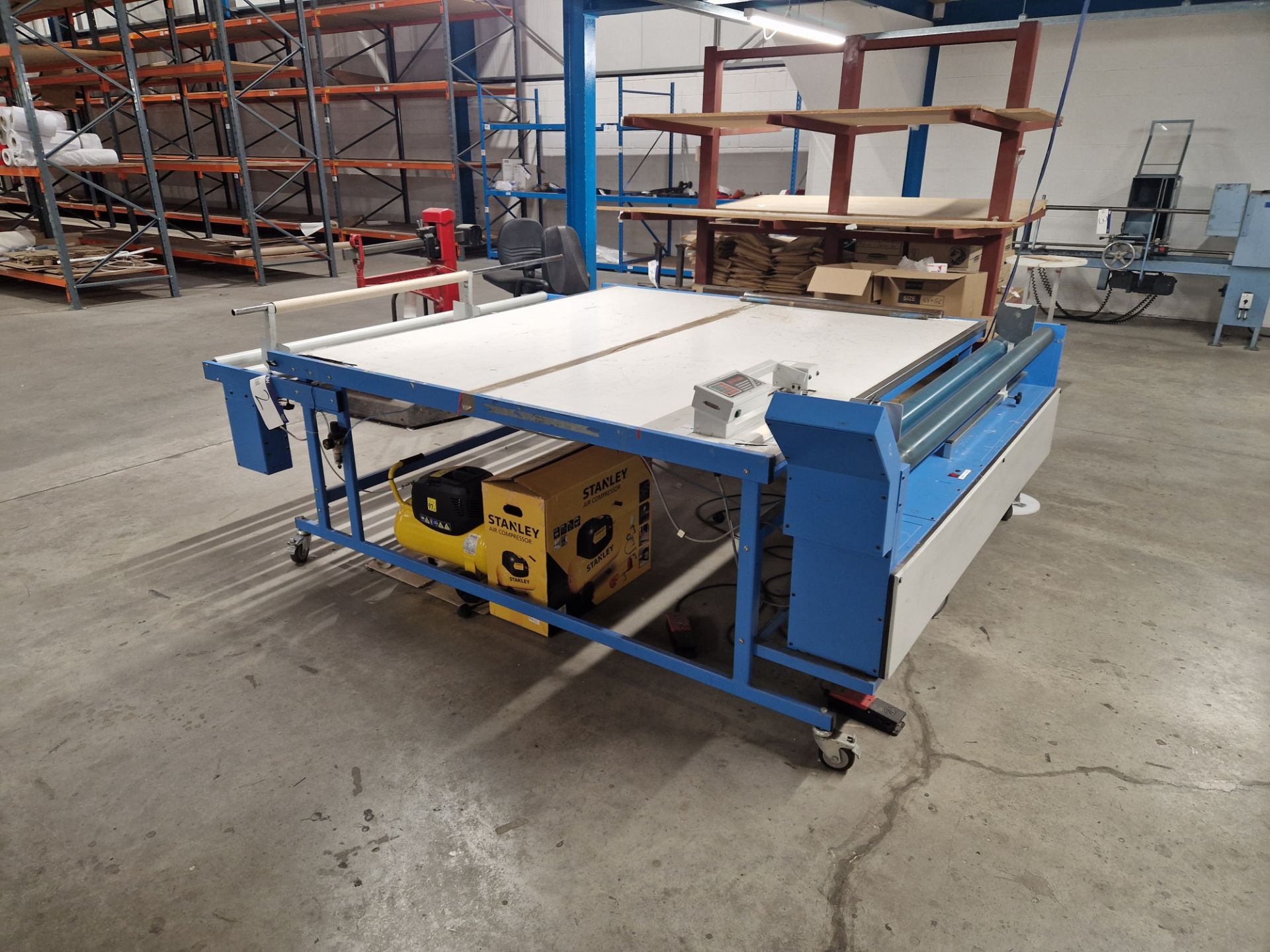 Mobile Fabric Measuring Table, with Meter Master II Digital Meter, Serial No. METERMASTER2, and