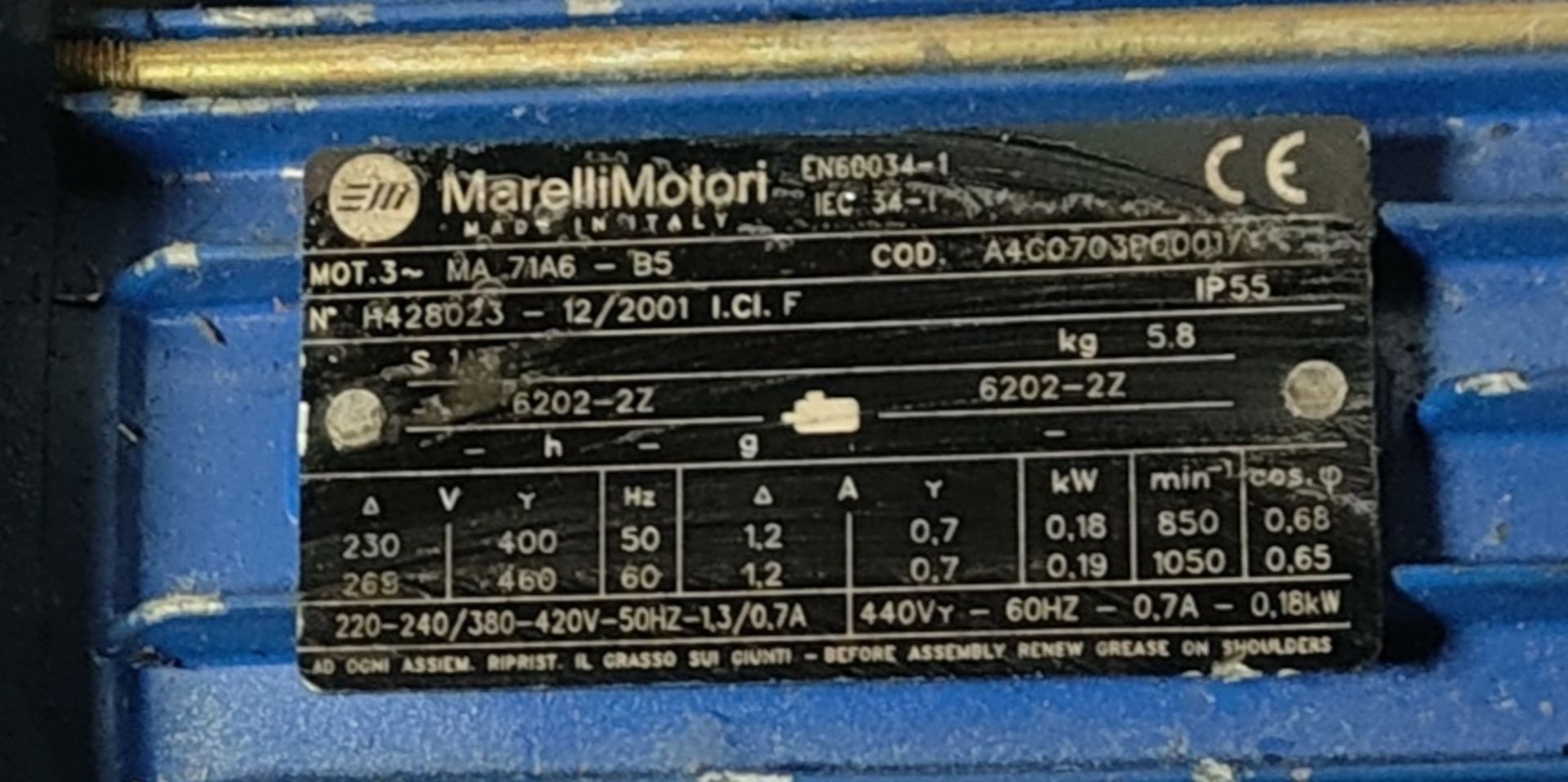 Marelli MA71A6 Electric Motor, loading free of charge - yes (vendors comments - spares or repair) - Image 2 of 2