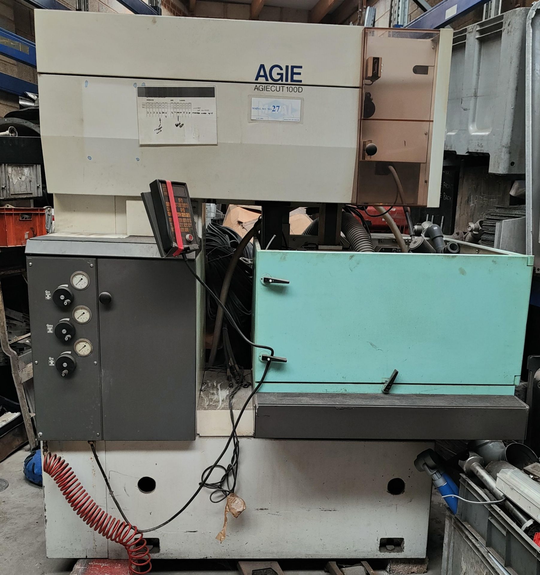 Agiecut 100D Four Axis CNC Wire Cut Machine, serial no. 389, approx. 810cm x 580cm x 256cm (it is - Image 6 of 6