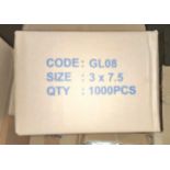 Ten x 1000 Grip Seal Bags, serial no. GL08, approx. 76mm x 191mm, loading free of charge - yes (