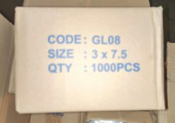 Ten x 1000 Grip Seal Bags, serial no. GL08, approx. 76mm x 191mm, loading free of charge - yes (