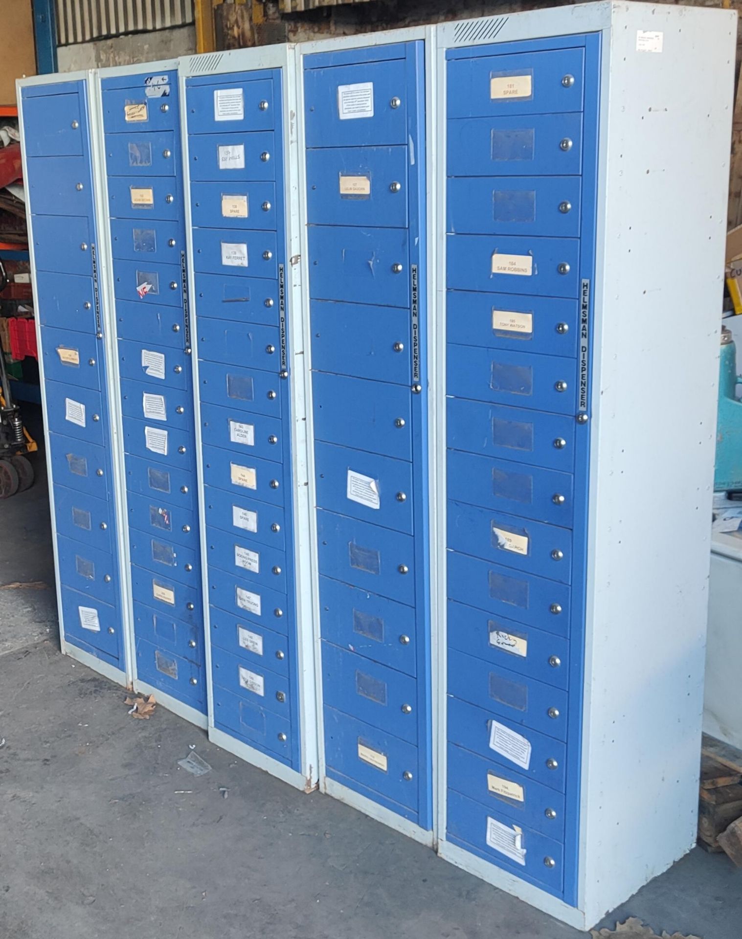 Set of Five Personnel Lockers (no keys), each approx. 182cm x 45cm x 39cm, loading free of charge (