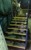 Metal Stairs (for mezzanine floor), approx. 240cm wide x 90cm tall with railing x 122cm wide,