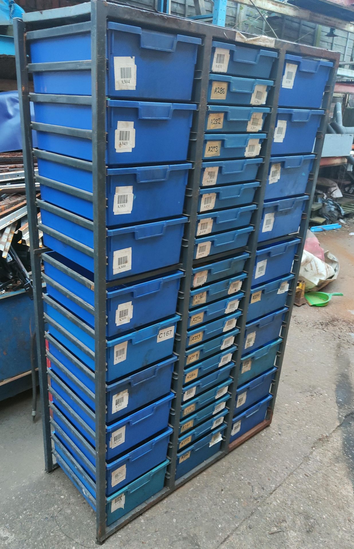 Stacking Unit, with 39 plastic trays (two sizes), approx. 172cm x 43cm x 106cm, loading free of - Image 2 of 2