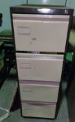 Four Drawer Filing Cabinet, with assortment of items in each drawer, approx. 132cm x 62cm x 46cm,