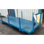 Heavy Duty Moveable Trolley, with handle and uprights, approx. 160cm x 125cm x 40cm, handle 110cm