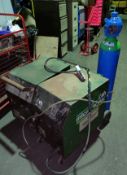 Two Migatronic Mig300 Mig Welders (gas bottle excluded), approx. 80cm x 70cm x 40cm, loading free of