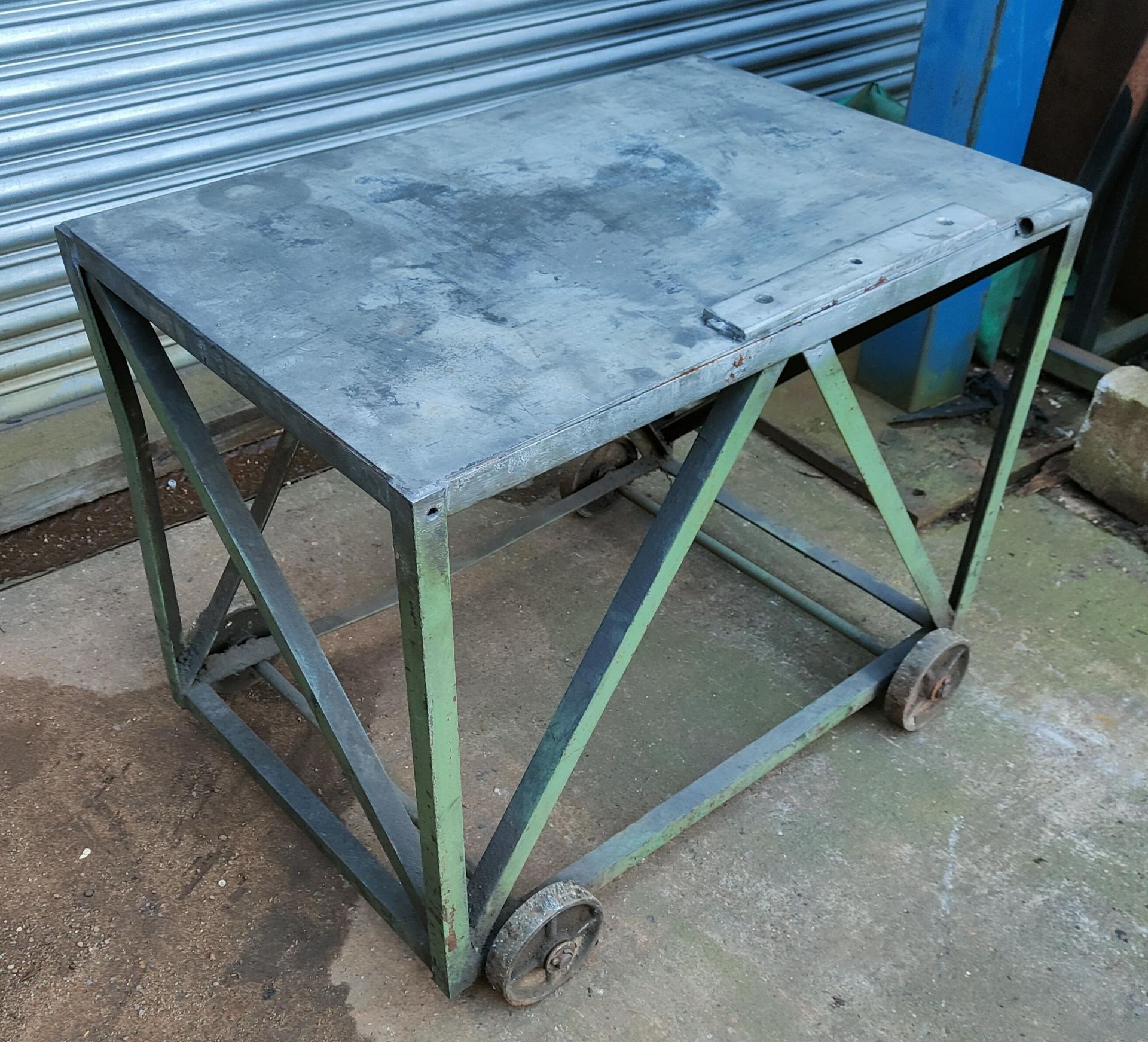 Metal Table, with set wheels, loading free of charge - yes (vendors comments - used condition, - Image 2 of 2